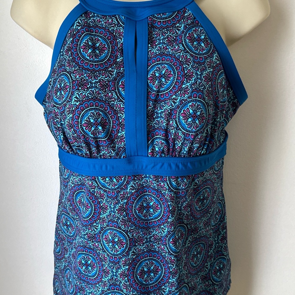 Lands' End Blue Fitted Halter Swim Top